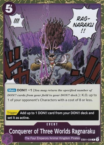 Conquerer of Three Worlds Ragnaraku (EB01-039) - Rare - Memorial Collection - One Piece Card Game - Einzelkarte - mit LMS Trading Grußkarte von LMS Trading