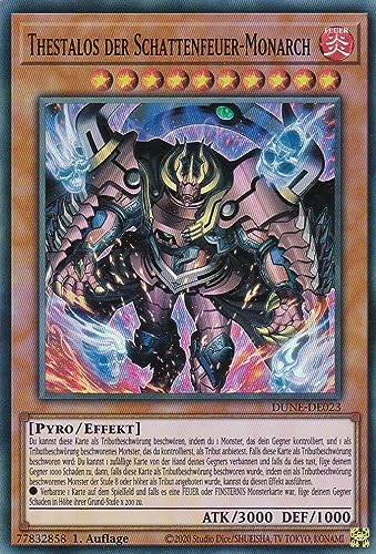 DUNE-DE023 - Thestalos der Schattenfeuer-Monarch - Super Rare - 1. Auflage - Deutsch - Duelist Nexus - mit LMS Trading Fieldcenter-Karte Yugioh von LMS Trading