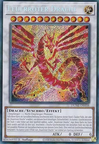 DUNE-DE038 - Feuerroter Drache - Secret Rare - 1. Auflage - Deutsch - Duelist Nexus - mit LMS Trading Fieldcenter-Karte Yugioh von LMS Trading