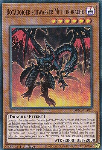 DUNE-DE095 - Rotäugiger schwarzer Meteordrache - Super Rare - 1. Auflage - Deutsch - Duelist Nexus - mit LMS Trading Fieldcenter-Karte Yugioh von LMS Trading