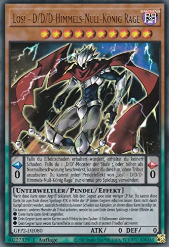 GFP2-DE080 - Los! - D/D/D-Himmels-Null-König Rage - Ultra Rare - 1. Auflage - Deutsch - Ghost from The Past II The Second Hunting - mit LMS Trading Fieldcenter-Karte Yugioh von LMS Trading
