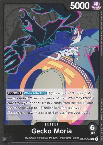 Gecko Moria (OP06-080) (V.1) - Leader - Wings of The Captain - One Piece Card Game - Einzelkarte - mit LMS Trading Grußkarte von LMS Trading