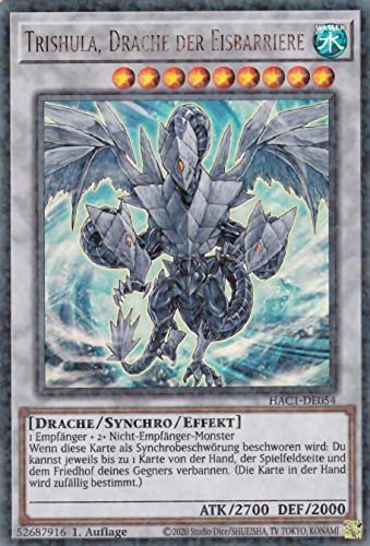 HAC1-DE054 - Trishula, Drache der Eisbarriere - Duel Terminal Ultra Rare - 1. Auflage - Deutsch - Hidden Arsenal: Chapter 1 - mit LMS Trading Fieldcenter-Karte Yugioh von LMS Trading