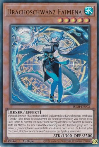 JUSH-DE002 - Drachoschwanz Faimena - Ultra Rare - Deutsch - 1. Auflage - Justice Hunters - mit LMS Trading Fieldcenter-Karte Yugioh - Sammelkarte - TCG - Original von LMS Trading
