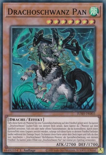 JUSH-DE003 - Drachoschwanz Pan - Super Rare - Deutsch - 1. Auflage - Justice Hunters - mit LMS Trading Fieldcenter-Karte Yugioh - Sammelkarte - TCG - Original von LMS Trading