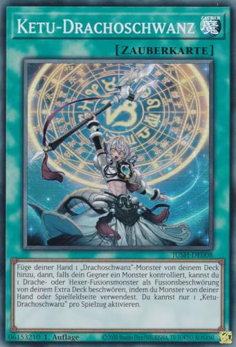 JUSH-DE008 - Ketu-Drachoschwanz - Super Rare - Deutsch - 1. Auflage - Justice Hunters - mit LMS Trading Fieldcenter-Karte Yugioh - Sammelkarte - TCG - Original von LMS Trading