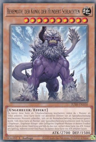 JUSH-DE050 - Behemoth, der König der Hundert Schlachten - Rare - Deutsch - 1. Auflage - Justice Hunters - mit LMS Trading Fieldcenter-Karte Yugioh - Sammelkarte - TCG - Original von LMS Trading