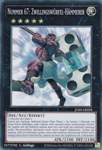 JUSH-DE058 - Nummer 67: Zwillingswürfel-Hämmerer - Super Rare - Deutsch - 1. Auflage - Justice Hunters - mit LMS Trading Fieldcenter-Karte Yugioh - Sammelkarte - TCG - Original JUSH-DE058 - Nummer 67: Zwillingswürfel-Hämmerer - Super Rare - Deutsch - 1. Auflage - Justice Hunters - mit LMS Trading Fieldcenter-Karte Yugioh - Sammelkarte - TCG - Original von LMS Trading