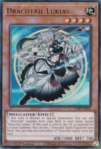 JUSH-EN001 - Dracotail Lukias - Ultra Rare - Englisch - 1. Auflage - Justice Hunters - mit LMS Trading Fieldcenter-Karte Yugioh - Sammelkarte - TCG - Original JUSH-EN001 - Dracotail Lukias - Ultra Rare - Englisch - 1. Auflage - Justice Hunters - mit LMS Trading Fieldcenter-Karte Yugioh - Sammelkarte - TCG - Original von LMS Trading