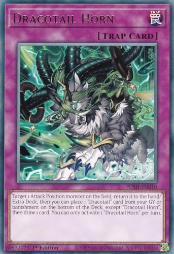 JUSH-EN010 - Dracotail Horn - Rare - Englisch - 1. Auflage - Justice Hunters - mit LMS Trading Fieldcenter-Karte Yugioh - Sammelkarte - TCG - Original JUSH-EN010 - Dracotail Horn - Rare - Englisch - 1. Auflage - Justice Hunters - mit LMS Trading Fieldcenter-Karte Yugioh - Sammelkarte - TCG - Original von LMS Trading