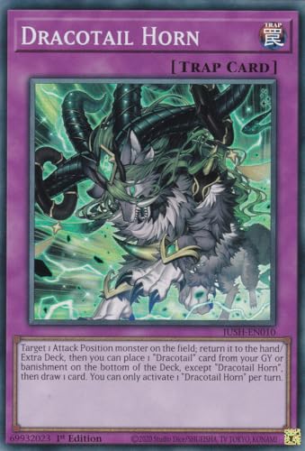 JUSH-EN010 - Dracotail Horn - Super Rare - Englisch - 1. Auflage - Justice Hunters - mit LMS Trading Fieldcenter-Karte Yugioh - Sammelkarte - TCG - Original JUSH-EN010 - Dracotail Horn - Super Rare - Englisch - 1. Auflage - Justice Hunters - mit LMS Trading Fieldcenter-Karte Yugioh - Sammelkarte - TCG - Original von LMS Trading
