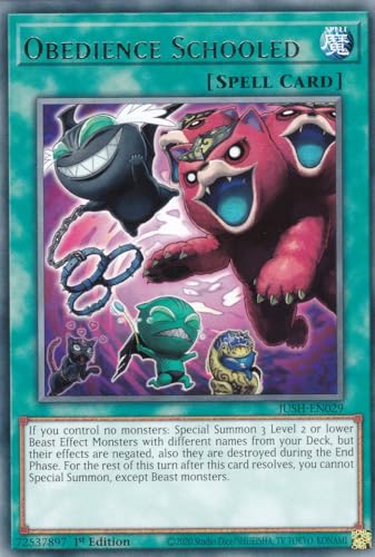 JUSH-EN029 - Obedience Schooled - Rare - Englisch - 1. Auflage - Justice Hunters - mit LMS Trading Fieldcenter-Karte Yugioh - Sammelkarte - TCG - Original von LMS Trading