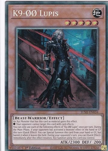 JUSH-EN034 - K9-ØØ Lupis - Collector Rare - Englisch - 1. Auflage - Justice Hunters - mit LMS Trading Fieldcenter-Karte Yugioh - Sammelkarte - TCG - Original von LMS Trading