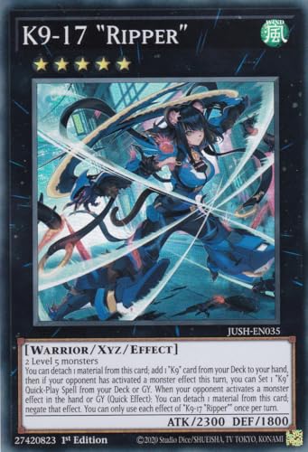 JUSH-EN035 - K9-17 Ripper - Super Rare - Englisch - 1. Auflage - Justice Hunters - mit LMS Trading Fieldcenter-Karte Yugioh - Sammelkarte - TCG - Original von LMS Trading