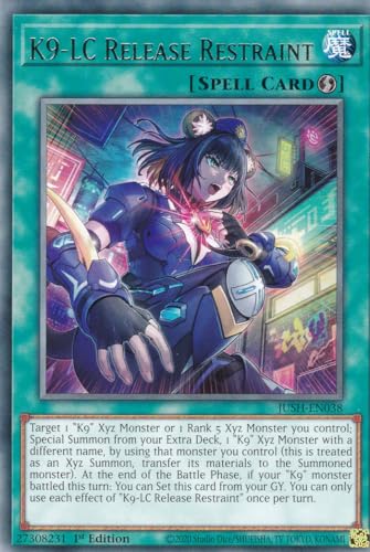 JUSH-EN038 - K9-LC Release Restraint - Rare - Englisch - 1. Auflage - Justice Hunters - mit LMS Trading Fieldcenter-Karte Yugioh - Sammelkarte - TCG - Original JUSH-EN038 - K9-LC Release Restraint - Rare - Englisch - 1. Auflage - Justice Hunters - mit LMS Trading Fieldcenter-Karte Yugioh - Sammelkarte - TCG - Original von LMS Trading
