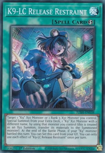JUSH-EN038 - K9-LC Release Restraint - Super Rare - Englisch - 1. Auflage - Justice Hunters - mit LMS Trading Fieldcenter-Karte Yugioh - Sammelkarte - TCG - Original von LMS Trading