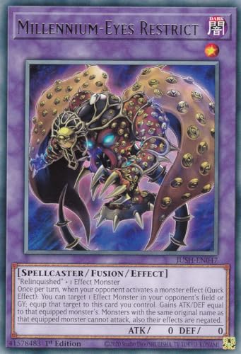 JUSH-EN047 - Millennium-Eyes Restrict - Rare - Englisch - 1. Auflage - Justice Hunters - mit LMS Trading Fieldcenter-Karte Yugioh - Sammelkarte - TCG - Original von LMS Trading
