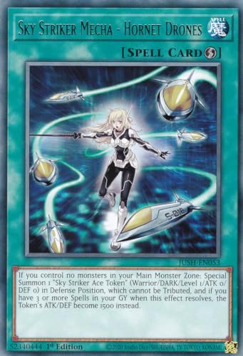 JUSH-EN053 - Sky Striker Mecha - Hornet Drones - Collector Rare - Englisch - 1. Auflage - Justice Hunters - mit LMS Trading Fieldcenter-Karte Yugioh - Sammelkarte - TCG - Original JUSH-EN053 - Sky Striker Mecha - Hornet Drones - Collector Rare - Englisch - 1. Auflage - Justice Hunters - mit LMS Trading Fieldcenter-Karte Yugioh - Sammelkarte - TCG - Original von LMS Trading