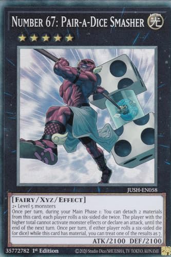 JUSH-EN058 - Number 67: Pair-a-Dice Smasher - Collector Rare - Englisch - 1. Auflage - Justice Hunters - mit LMS Trading Fieldcenter-Karte Yugioh - Sammelkarte - TCG - Original JUSH-EN058 - Number 67: Pair-a-Dice Smasher - Collector Rare - Englisch - 1. Auflage - Justice Hunters - mit LMS Trading Fieldcenter-Karte Yugioh - Sammelkarte - TCG - Original von LMS Trading