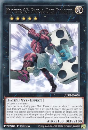 JUSH-EN058 - Number 67: Pair-a-Dice Smasher - Rare - Englisch - 1. Auflage - Justice Hunters - mit LMS Trading Fieldcenter-Karte Yugioh - Sammelkarte - TCG - Original JUSH-EN058 - Number 67: Pair-a-Dice Smasher - Rare - Englisch - 1. Auflage - Justice Hunters - mit LMS Trading Fieldcenter-Karte Yugioh - Sammelkarte - TCG - Original von LMS Trading