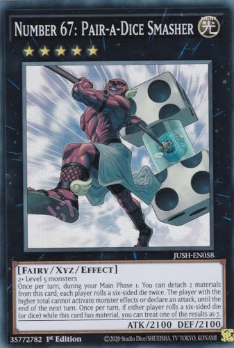 JUSH-EN058 - Number 67: Pair-a-Dice Smasher - Super Rare - Englisch - 1. Auflage - Justice Hunters - mit LMS Trading Fieldcenter-Karte Yugioh - Sammelkarte - TCG - Original JUSH-EN058 - Number 67: Pair-a-Dice Smasher - Super Rare - Englisch - 1. Auflage - Justice Hunters - mit LMS Trading Fieldcenter-Karte Yugioh - Sammelkarte - TCG - Original von LMS Trading
