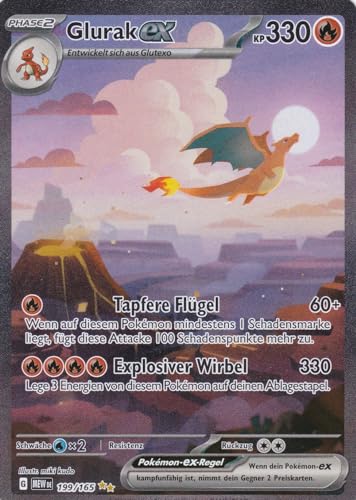 Karmesin & Purpur – 151-199/207 - Glurak ex - Special Illustration Rare - Pokemon - mit LMS Trading Grußkarte von LMS Trading