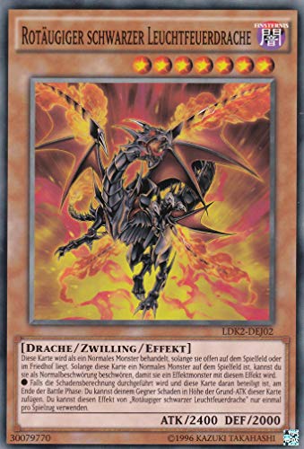 LDK2-DEJ02 - Rotäugiger schwarzer Leuchtfeuerdrache - Common - Reprint - Deutsch - Legendary Decks II - mit LMS Trading Fieldcenter-Karte Yugioh von LMS Trading