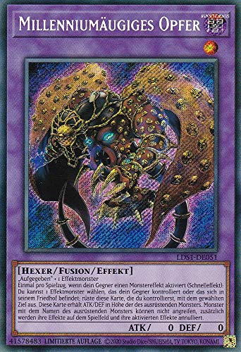 LDS1-DE051 - Milleniumäugiges Opfer - Secret Rare - 1. Auflage - Deutsch - Legendary Duelists: Season 1 - mit LMS Trading Fieldcenter-Karte Yugioh von LMS Trading