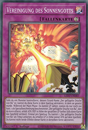 LED7-DE007 - Vereinigung des Sonnengotts - Super Rare - Reprint - Deutsch - Legendary Duelists: Rage of Ra - mit LMS Trading Fieldcenter-Karte Yugioh von LMS Trading