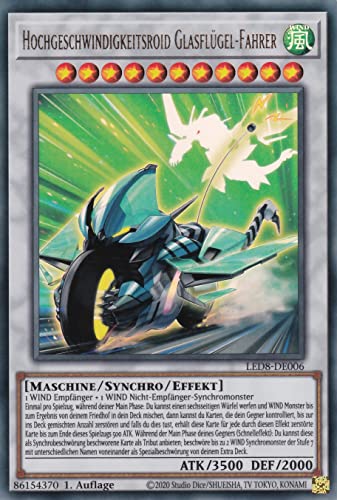 LED8-DE006 - Hochgeschwindigkeitsroid Glasflügel-Fahrer - Ultra Rare - 1. Auflage - Deutsch - Legendary Duelist Synchro Storm - mit LMS Trading Fieldcenter-Karte Yugioh von LMS Trading