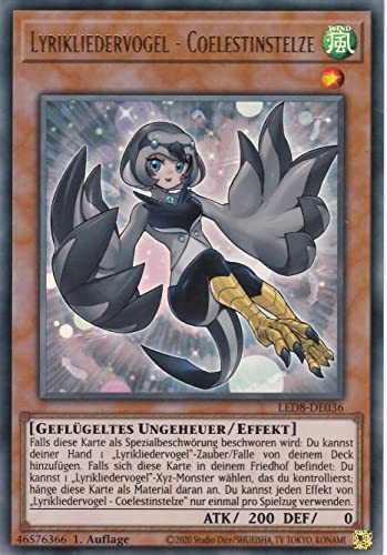 LED8-DE036 - Lyrikliedervogel - Coelestinstelze - Ultra Rare - 1. Auflage - Deutsch - Legendary Duelist Synchro Storm - mit LMS Trading Fieldcenter-Karte Yugioh von LMS Trading