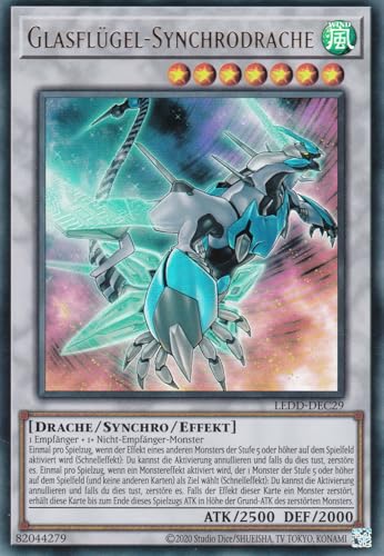 LEDD-DEC29 - Glasflügel-Synchrodrache - Ultra Rare - Deutsch - Unlimitierte Auflage - Legendary Dragon Decks - mit LMS Trading Fieldcenter-Karte Yugioh von LMS Trading