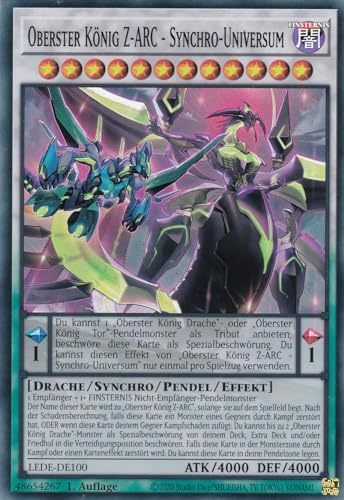 LEDE-DE100 - Oberster König Z-ARC - Synchro-Universum - Super Rare - 1. Auflage - Deutsch - Legacy of Destruction - mit LMS Trading Fieldcenter-Karte Yugioh von LMS Trading