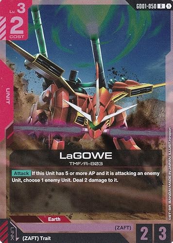 LaGOWE TMF/A-803 - GD01-050 - Rare - Newtype Rising - Gundam TCG - Einzelkarte - Offiziell - Anime - mit LMS-Trading Karte LaGOWE TMF/A-803 - GD01-050 - Rare - Newtype Rising - Gundam TCG - Einzelkarte - Offiziell - Anime - mit LMS-Trading Karte von LMS Trading