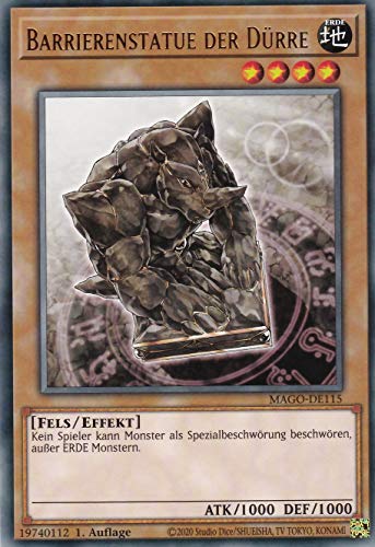 MAGO-DE115 - Barrierenstatue der Dürre - Rare - Reprint - Deutsch - Maximum Gold - mit LMS Trading Fieldcenter-Karte Yugioh von LMS Trading