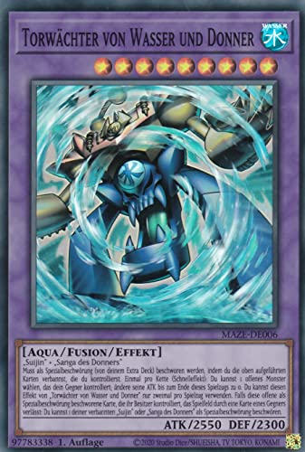 MAZE-DE006 - Torwächter von Wasser und Donner - Super Rare - 1. Auflage - Deutsch - Maze of Memories - mit LMS Trading Fieldcenter-Karte Yugioh von LMS Trading