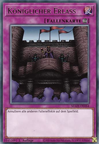 MAZE-DE064 - Königlicher Erlass - Rare - 1. Auflage - Deutsch - Maze of Memories - mit LMS Trading Fieldcenter-Karte Yugioh von LMS Trading