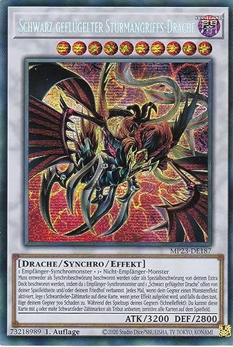 MP23-DE187 - Schwarz geflügelter Sturmangriffs-Drache - Secret Rare - Deutsch - 1. Auflage - 25th Anniversary Tin: Dueling Heroes Mega Pack Einzelkarten - mit LMS Trading Fieldcenter-Karte MP23-DE187 - Schwarz geflügelter Sturmangriffs-Drache - Secret Rare - Deutsch - 1. Auflage - 25th Anniversary Tin: Dueling Heroes Mega Pack Einzelkarten - mit LMS Trading Fieldcenter-Karte von LMS Trading