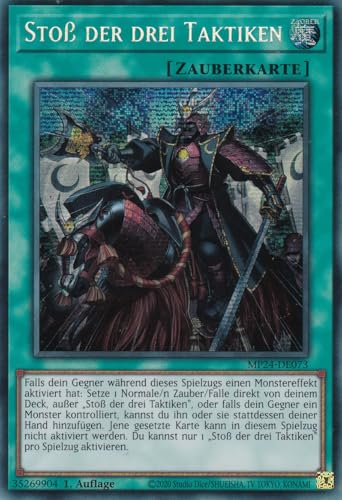 MP24-DE073 - Stoß der DREI Taktiken - Secret Rare - Deutsch - 1. Auflage - 25th Anniversary Tin: Dueling Mirrores - mit LMS Trading Fieldcenter-Karte Yugioh von LMS Trading
