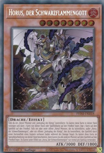 PHNI-DE018 - Horus, der Schwarzflammengott - Secret Rare - 1. Auflage - DEUTSCH - Phantom Nightmare - mit LMS Trading Fieldcenter-Karte Yugioh von LMS Trading