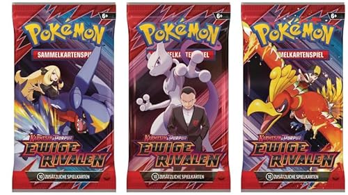 PKM - Ewige Rivalen - 3 Booster Pack - Deutsch - Originalverpackt - Karmesin & Purpur (KP10) - mit LMS Trading Grußkarte von LMS Trading