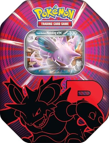 Pokémon TCG – Tin Box „Ewige Rivalen“ – Team Rockets Nidoking – 4 Boosterpacks + Exklusive Holo-Promokarte – Original Pokémon Sammelkarten Tin – Deutsch von LMS Trading