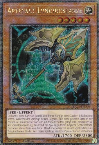 RA01-DE006 - Artefakt Longinuslanze - Quarter Century Secret Rare - 1. Auflage - DEUTSCH - 25th Anniversary Rarity Collection - mit LMS Trading Fieldcenter-Karte Yugioh von LMS Trading