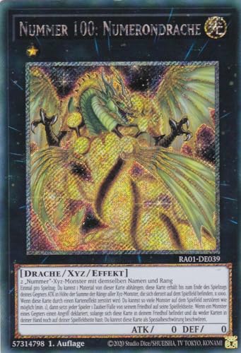 RA01-DE039 - Nummer 100: Numerondrache - Platinum Secret Rare - 1. Auflage - DEUTSCH - 25th Anniversary Rarity Collection - mit LMS Trading Fieldcenter-Karte Yugioh von LMS Trading
