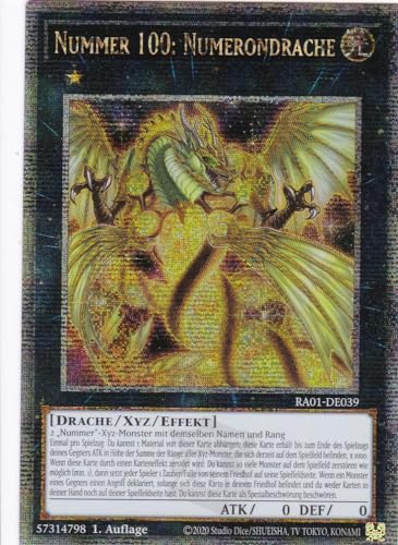 RA01-DE039 - Nummer 100: Numerondrache - Quarter Century Secret Rare - 1. Auflage - DEUTSCH - 25th Anniversary Rarity Collection - mit LMS Trading Fieldcenter-Karte Yugioh von LMS Trading