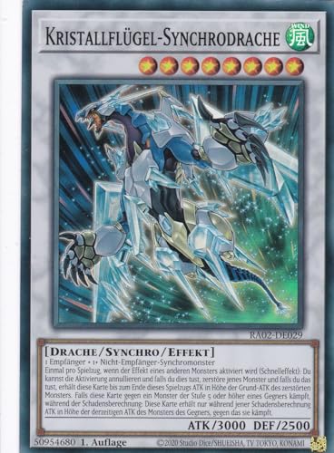 RA02-DE029 - Kristallflügel-Synchrodrache - Super Rare - 1. Auflage - Deutsch - 25th Anniversary Rarity Collection II - mit LMS Trading Fieldcenter-Karte Yugioh von LMS Trading