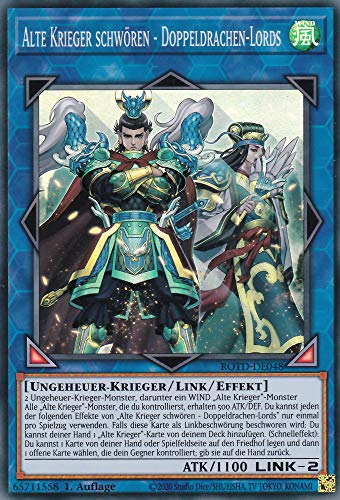 ROTD-DE048 - Alte Krieger schwören - Doppeldrachen-Lords - Super Rare - 1. Auflage - Deutsch - Rise of The Duelist - mit LMS Trading Fieldcenter-Karte Yugioh von LMS Trading