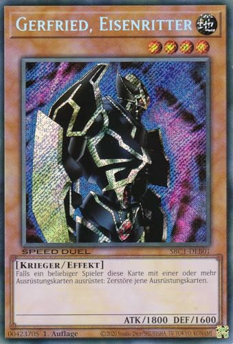 SBC1-DEB01 - Gerfried, Eisenritter (V.2 - Secret Rare) - Secret Rare - 1. Auflage - DEUTSCH - Speed Duel: Streets of Battle City - mit LMS Trading Fieldcenter-Karte Yugioh von LMS Trading