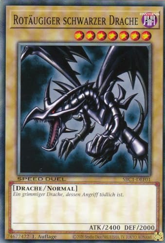 SBC1-DEF01 - Rotäugiger schwarzer Drache - Common - 1. Auflage - DEUTSCH - Speed Duel: Streets of Battle City - mit LMS Trading Fieldcenter-Karte Yugioh von LMS Trading