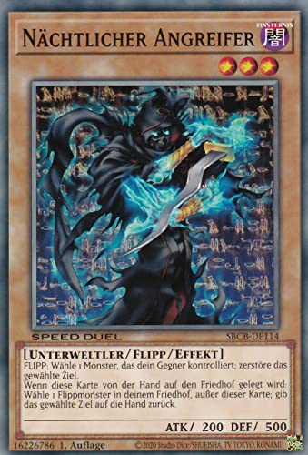 SBCB-DE114 - Nächtlicher Angreifer - Common - 1. Auflage - Deutsch - Speed Duel: Battle City Box - mit LMS Trading Fieldcenter-Karte Yugioh SBCB-DE114 - Nächtlicher Angreifer - Common - 1. Auflage - Deutsch - Speed Duel: Battle City Box - mit LMS Trading Fieldcenter-Karte Yugioh von LMS Trading